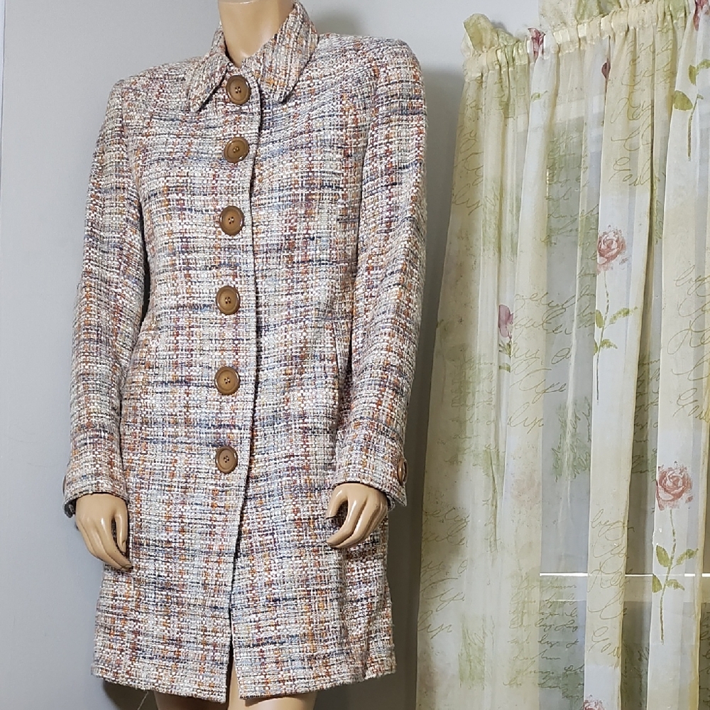 Talula‎ Multicolor Tweed Button-Up Blazer